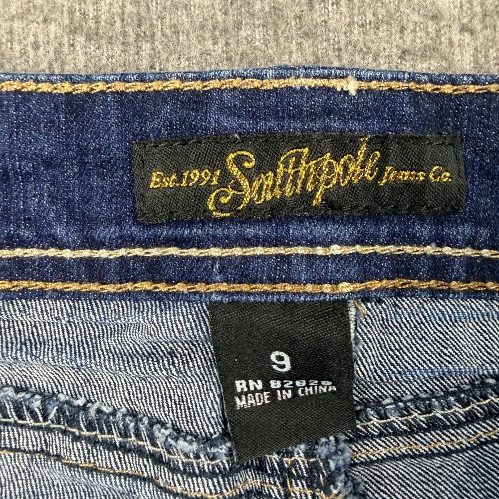 Southpole Distressed Studded Denim Shorts Women's Size 9 Blue Cut Off Y2K - Picture 3 of 14